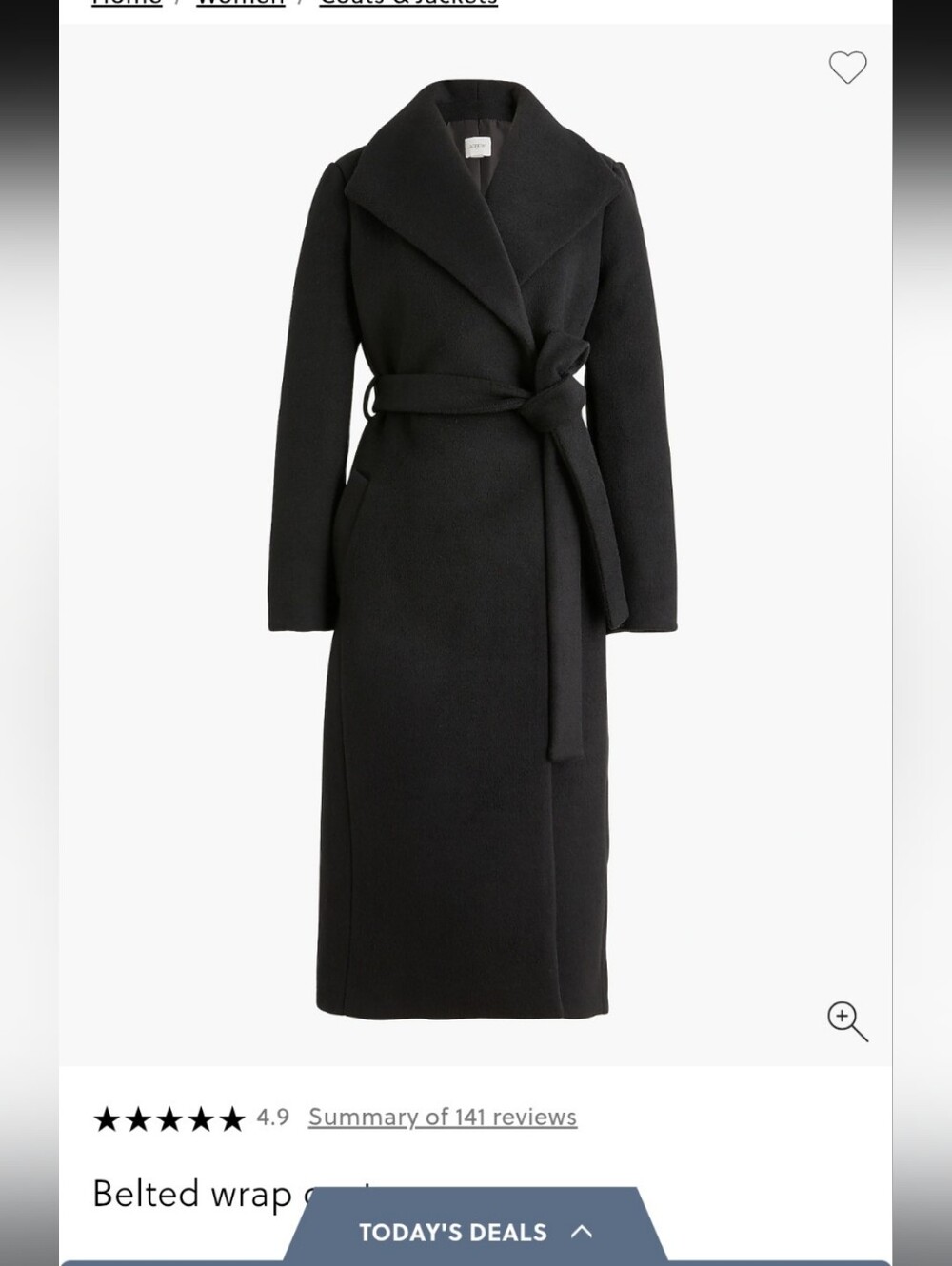 J. Crew Gray Belted Wrap Coat